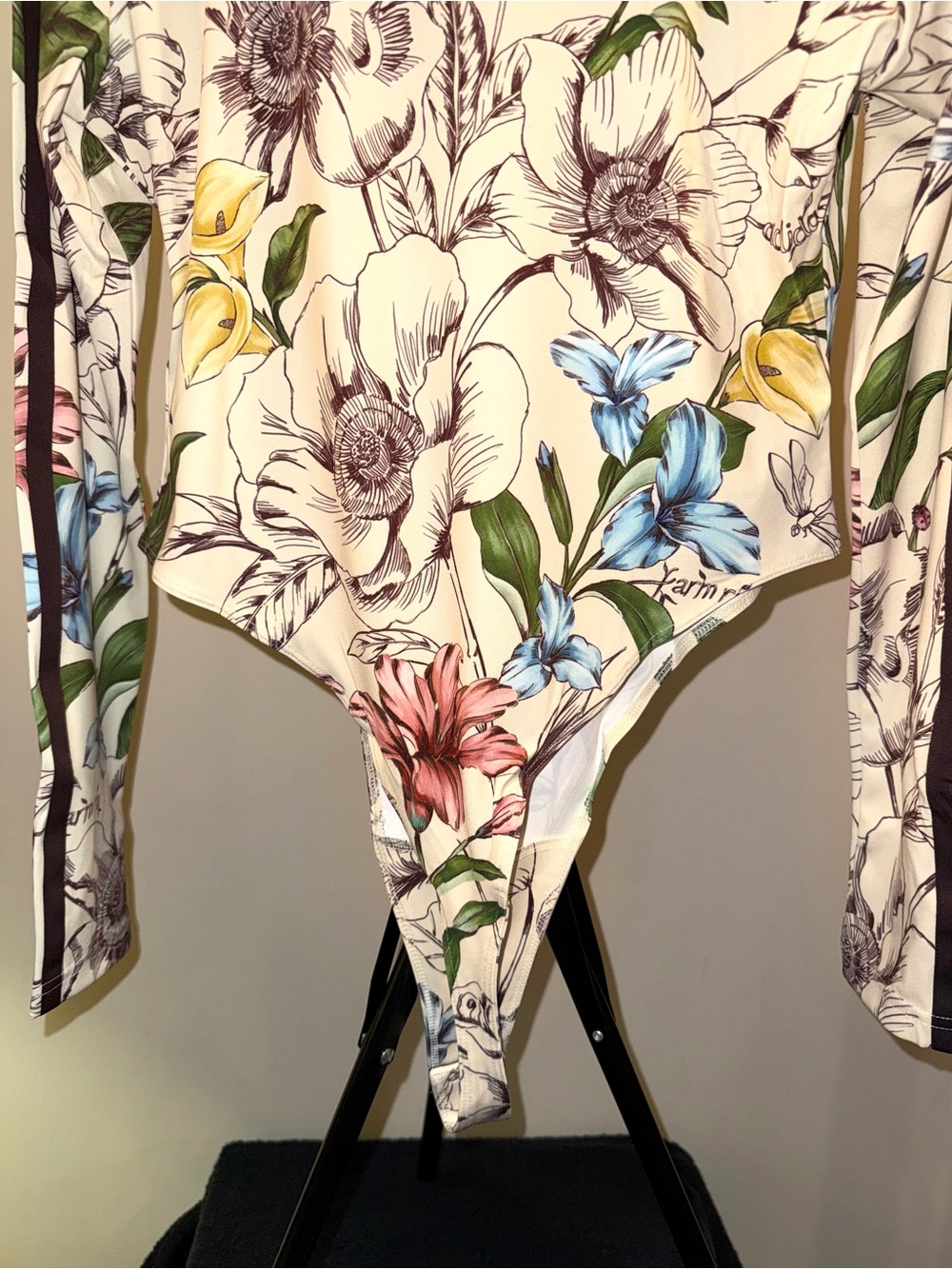 adidas x FARM Rio long-sleeve bodysuit in a colorful floral print, size L, NWT - Picture 6 of 6